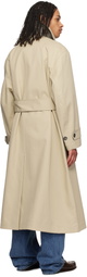 AMI Paris Beige Cotton Belted Mac Coat