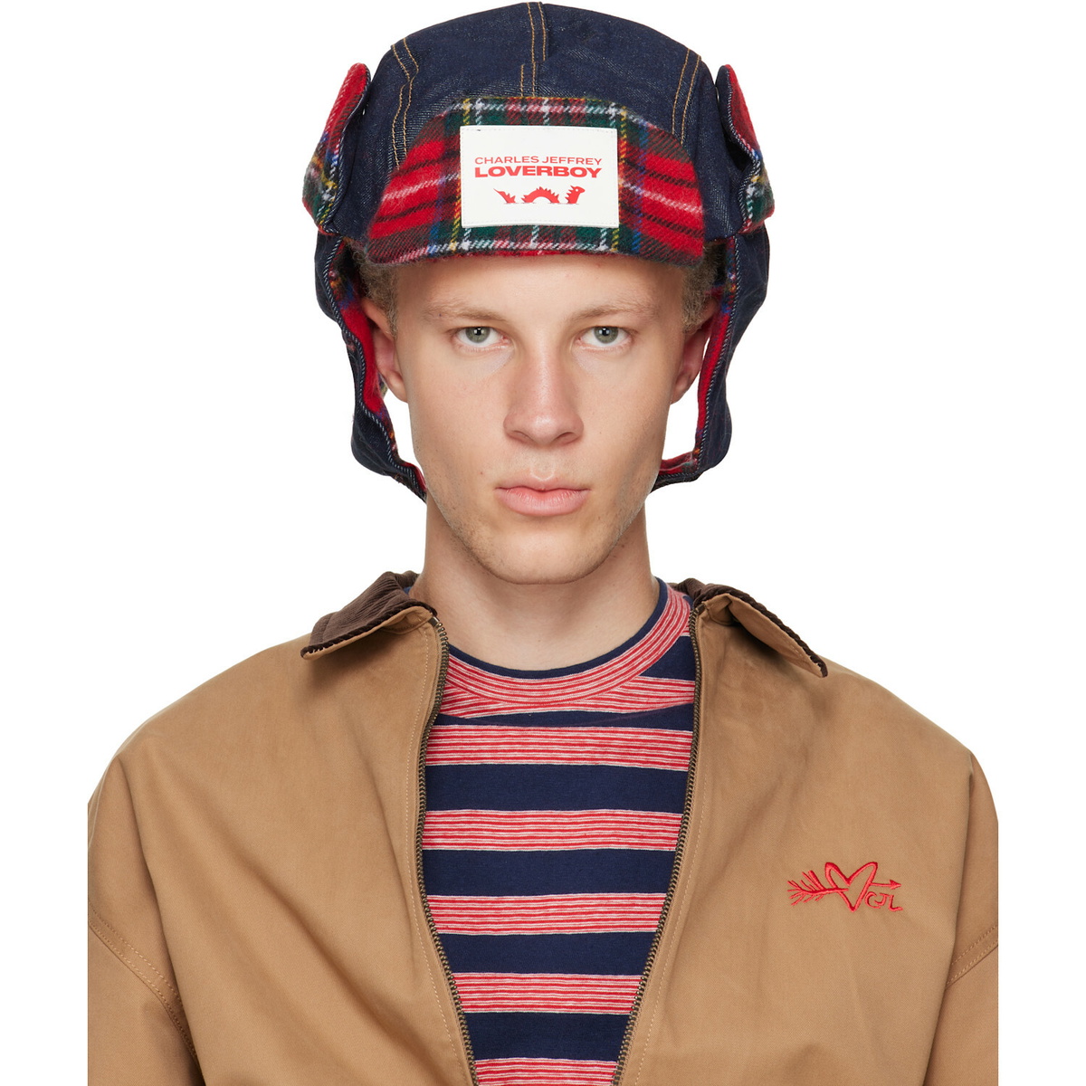 Charles Jeffrey LOVERBOY Navy & Red Trapper Hat