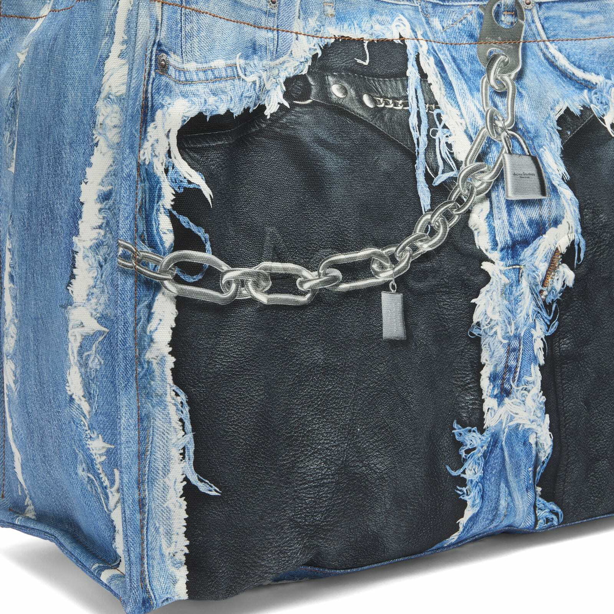 Acne Studios Men's Trompe l’oeil Print Tote Bag in Mid Blue 