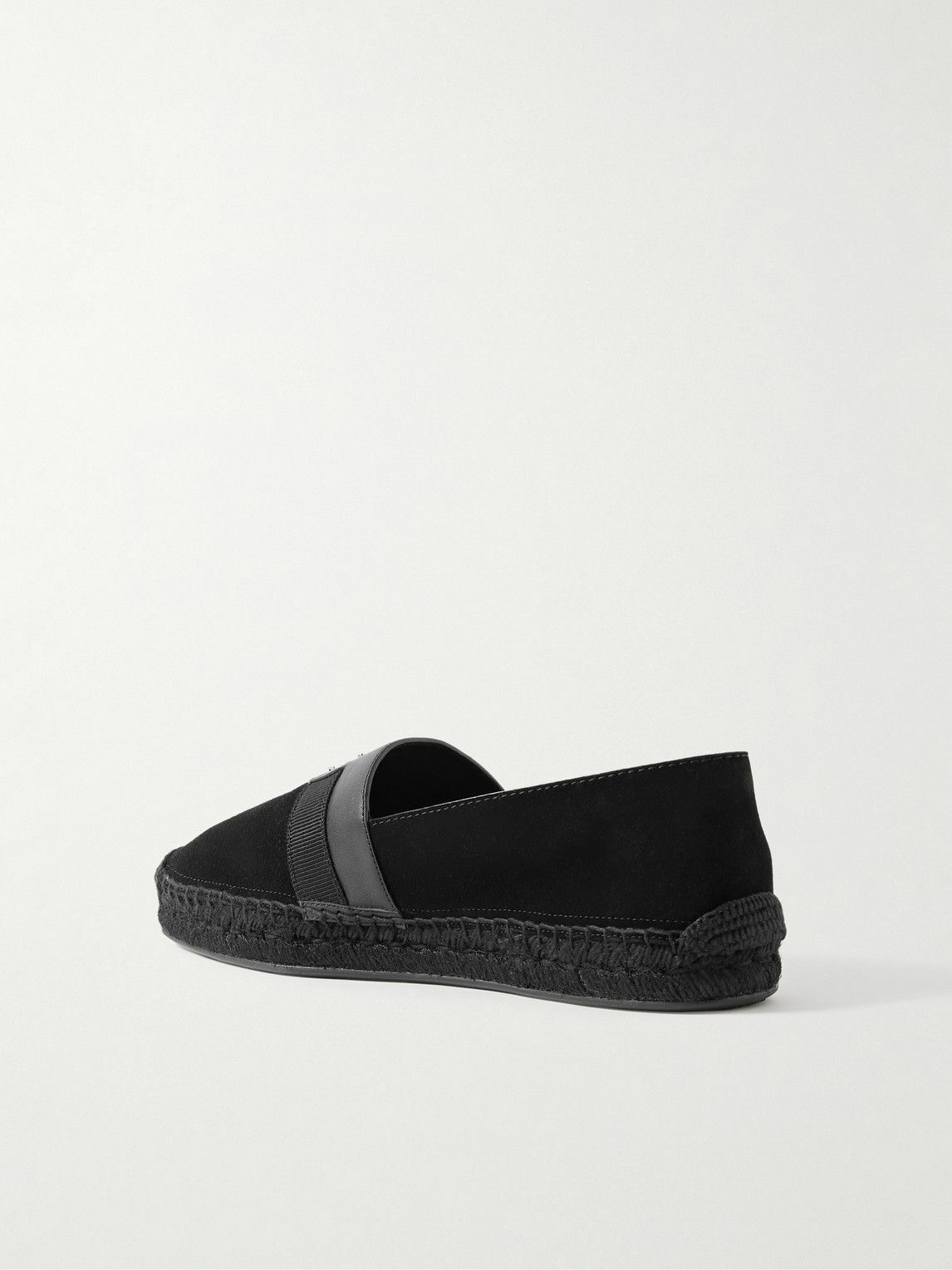 Christian Louboutin - Alfarica Logo-Embellished Leather and Grosgrain-Trimmed Suede Espadrilles - Black