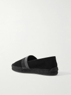 Christian Louboutin - Alfarica Logo-Embellished Leather and Grosgrain-Trimmed Suede Espadrilles - Black