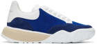 Alexander McQueen Blue Suede Court Trainer Sneakers