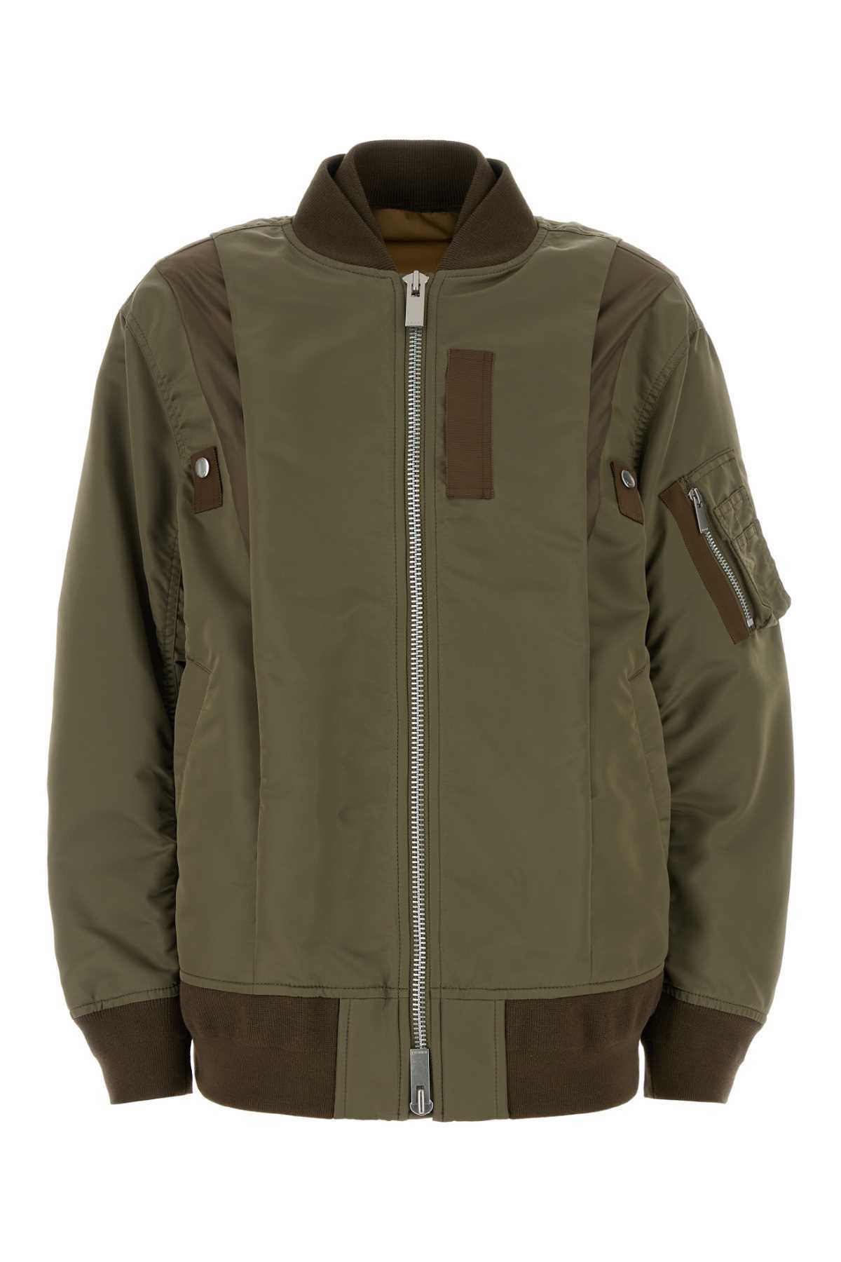 sacai Khaki Cropped Bomber Jacket Sacai sacai Khaki Cropped Bomber Jacket Sacai