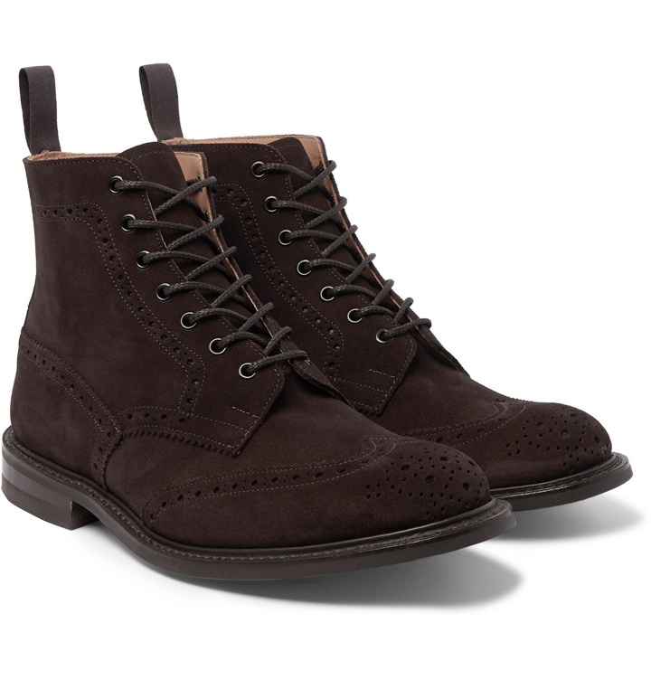 Photo: Tricker's - Stow Suede Brogue Boots - Brown