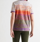 Missoni - Striped Space-Dyed Crochet-Knit Cotton Polo Shirt - Orange