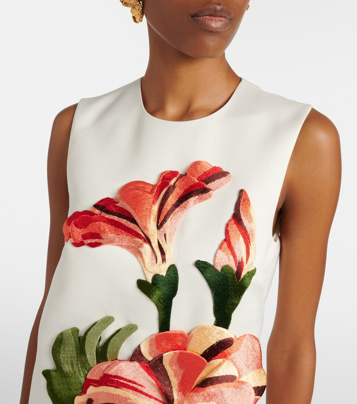 Leo Lin Yvonne floral-appliqué minidress