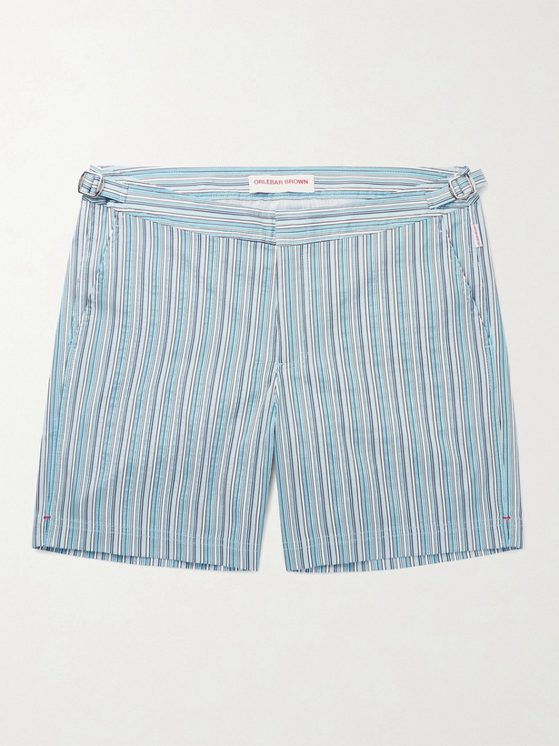 Photo: ORLEBAR BROWN - Bulldog Mid-Length Striped Swim Shorts - Blue