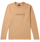 Stüssy - River Logo-Embroidered Cotton-Jersey T-Shirt - Neutrals