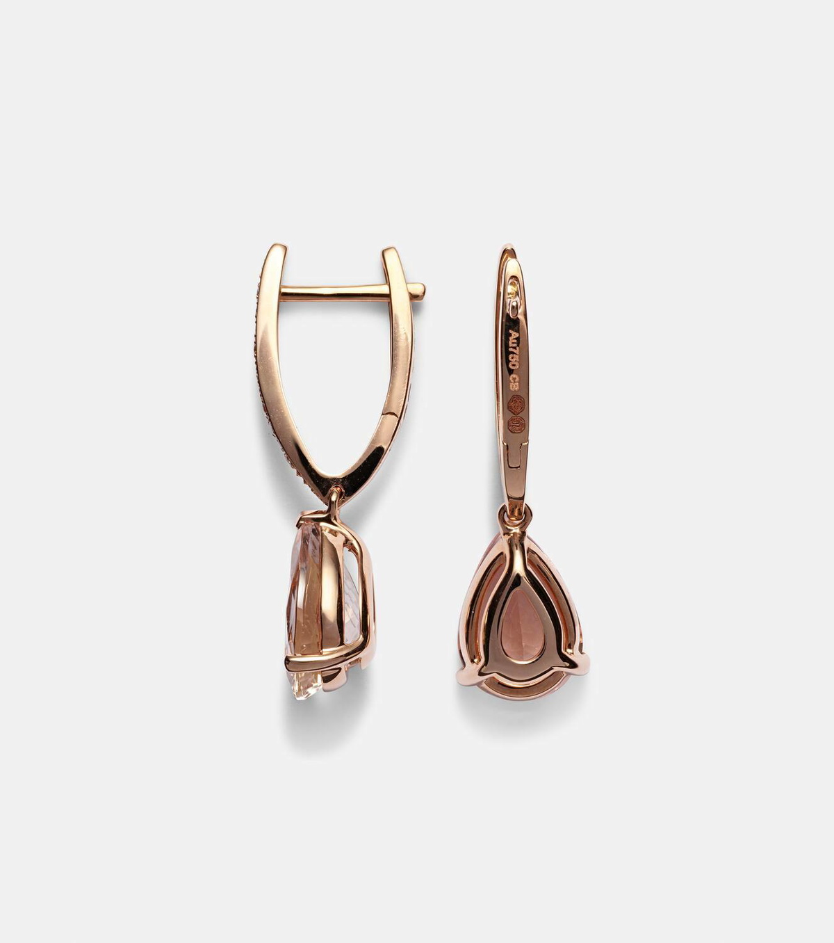 Bucherer Fine Jewellery Blush 18kt rose gold earrings with diamonds and morganites
