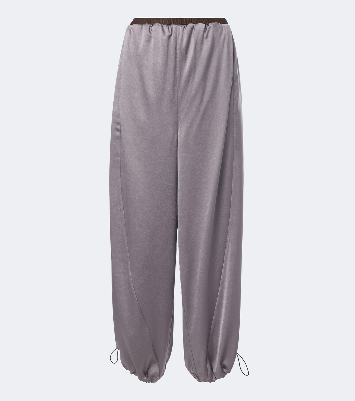 Jacques Wei Leather-trimmed satin wide-leg pants