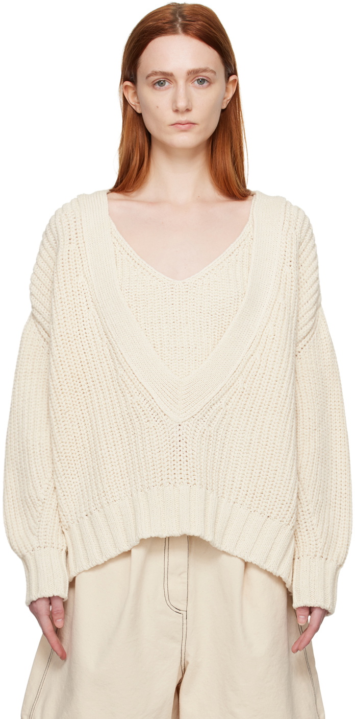 Cordera Off-White V-Neck Sweater CORDERA