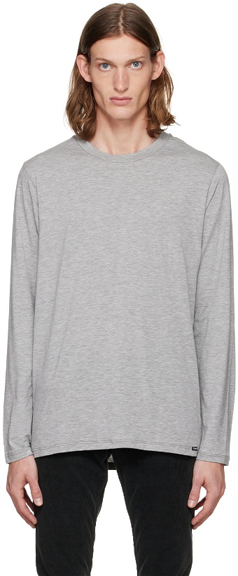Photo: TOM FORD Gray Cotton & Modal Long Sleeve T-Shirt