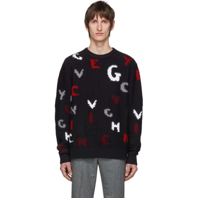 Givenchy Navy Logo Wool Sweater Givenchy