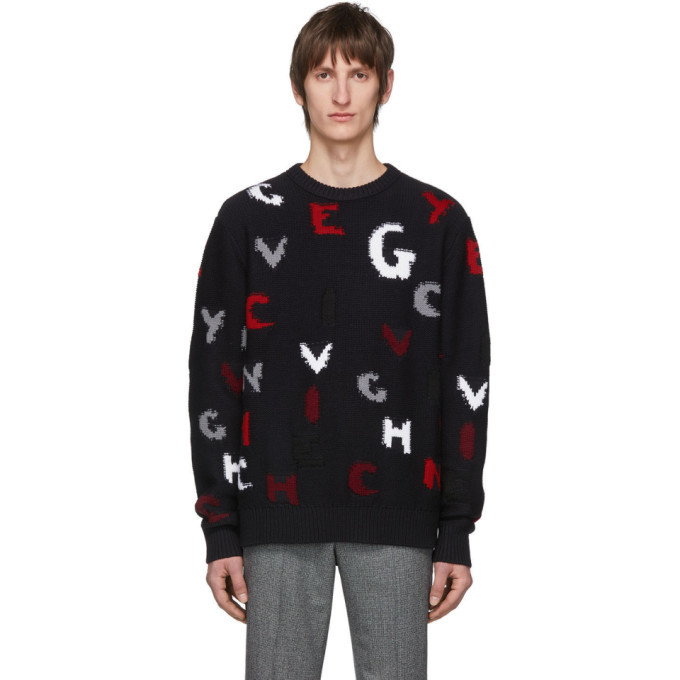 Photo: Givenchy Navy Logo Wool Sweater