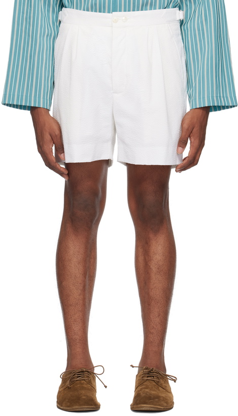 Photo: Bode White Double-Button Shorts