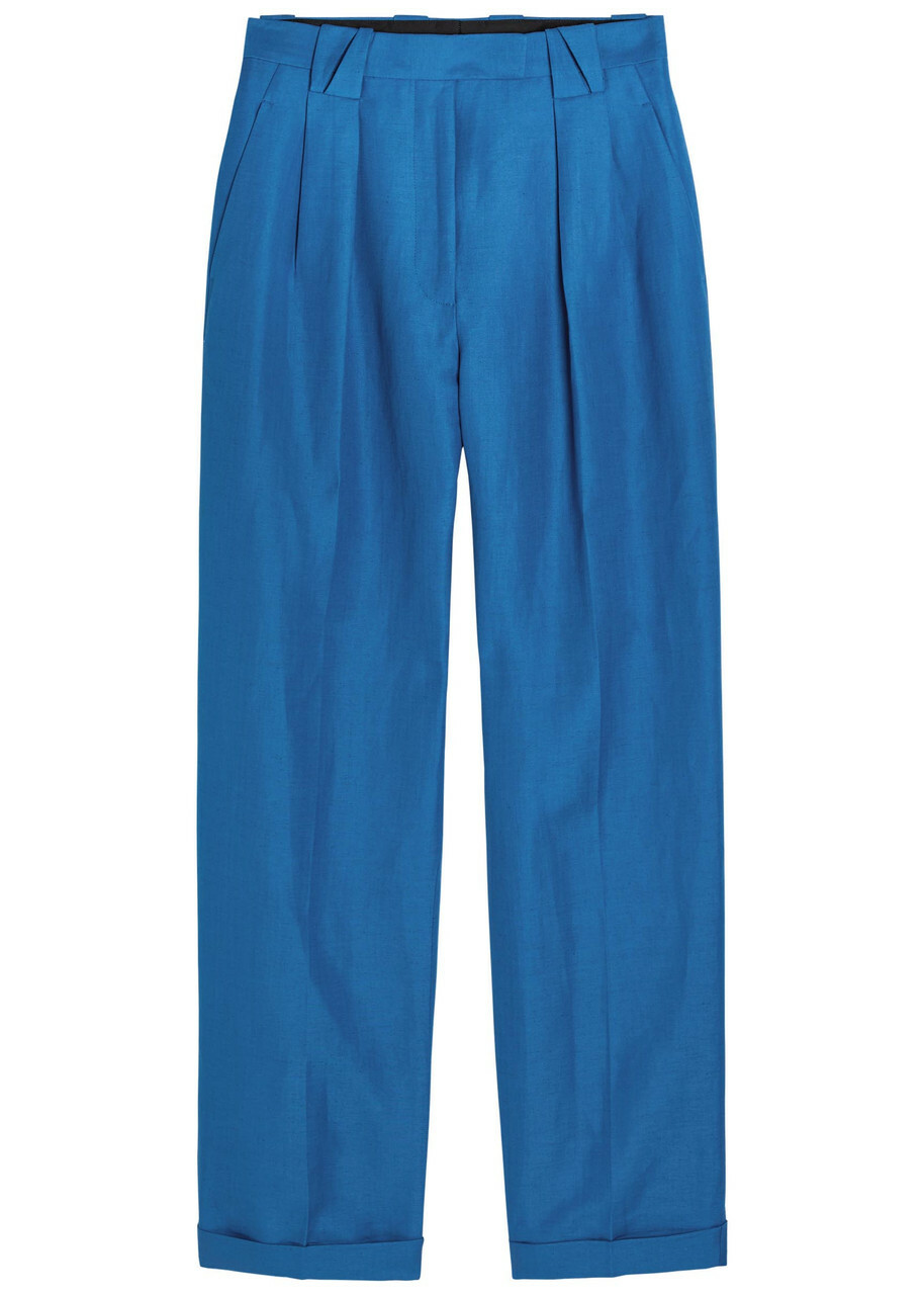 Versace Wool and Linen-blend Trousers Blue