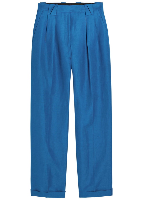 Photo: Versace Wool and Linen-blend Trousers Blue