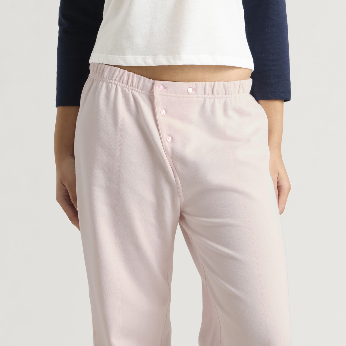 Fruity Booty Women's Track Button Trousers in Ice Pink