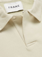 FRAME - Logo-Appliquéd Cotton-Blend Jersey Polo Shirt - Neutrals