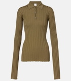Calvin Klein Collection Ribbed-knit wool polo shirt
