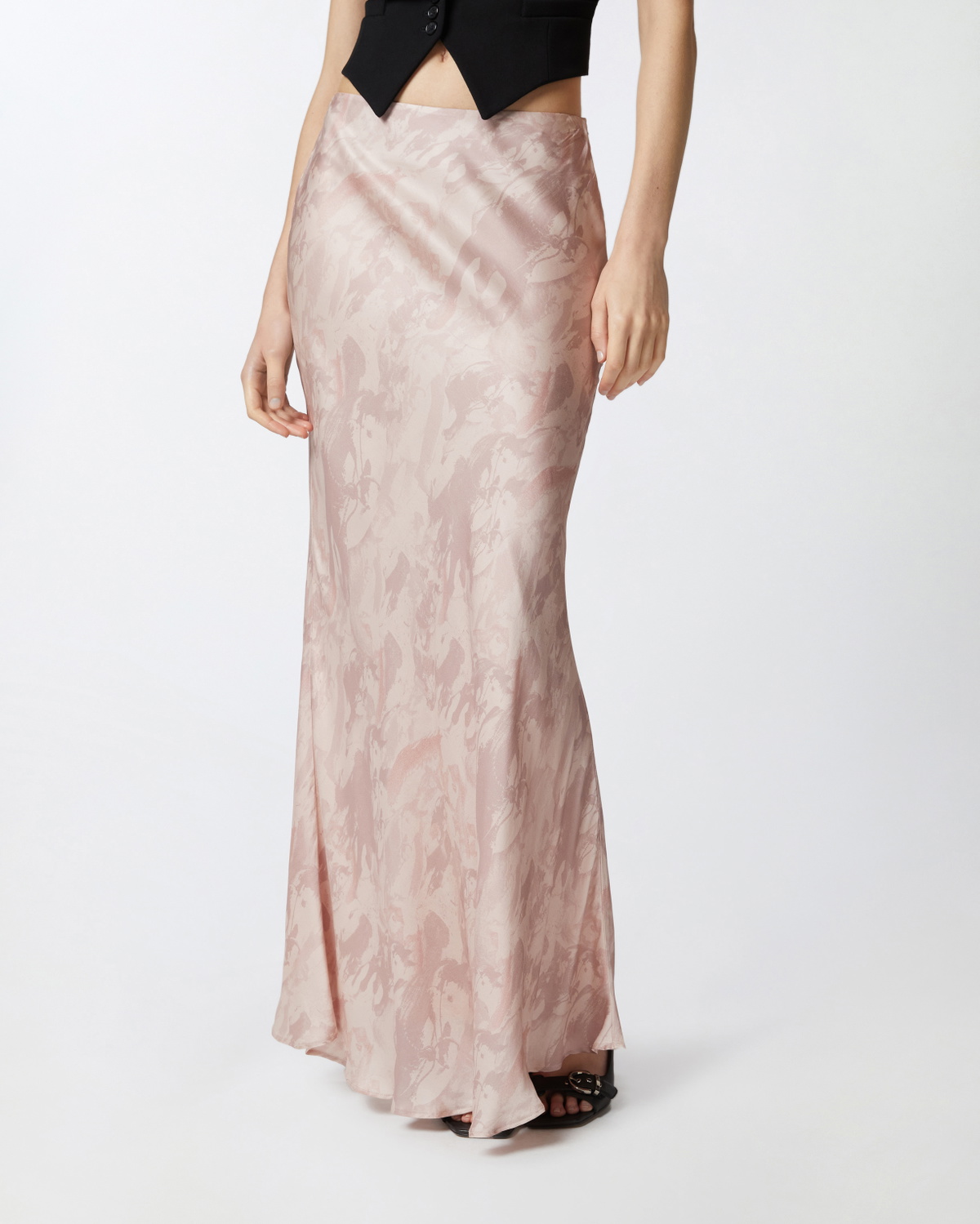 Pinko Reimagine By Pinko X Patrick Mc Dowell Glossy Long Skirt With Horse Print Pink/Nude