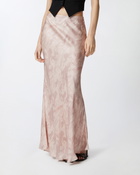 Pinko Reimagine By Pinko X Patrick Mc Dowell Glossy Long Skirt With Horse Print Pink/Nude