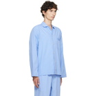 Tekla Blue Poplin Long-Sleeved Pyjama Shirt