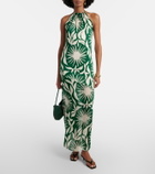 Cala de la Cruz Acasia beaded printed halterneck maxi dress