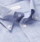 Richard James - Button-Down Collar Mélange Cotton Shirt - Blue