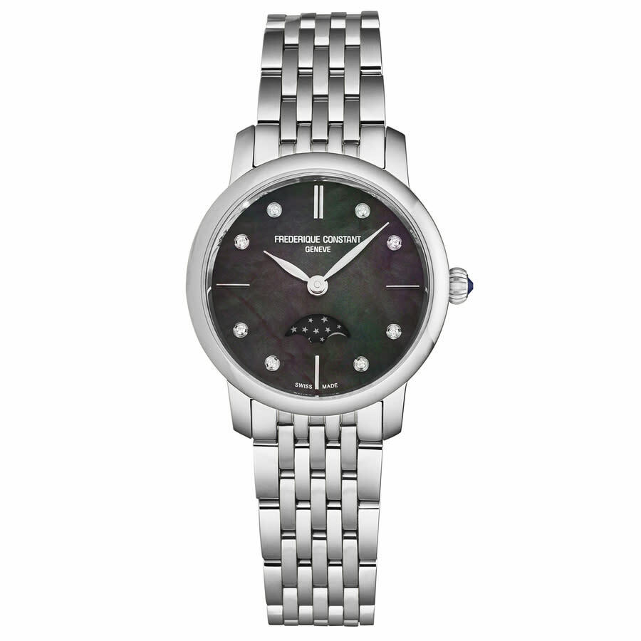 Frederique Constant Slimline Moonphase Quartz Diamond Ladies Watch FC-206MPBD1S6B
