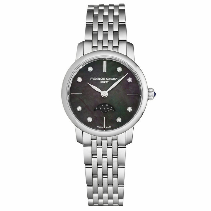 Photo: Frederique Constant Slimline Moonphase Quartz Diamond Ladies Watch FC-206MPBD1S6B