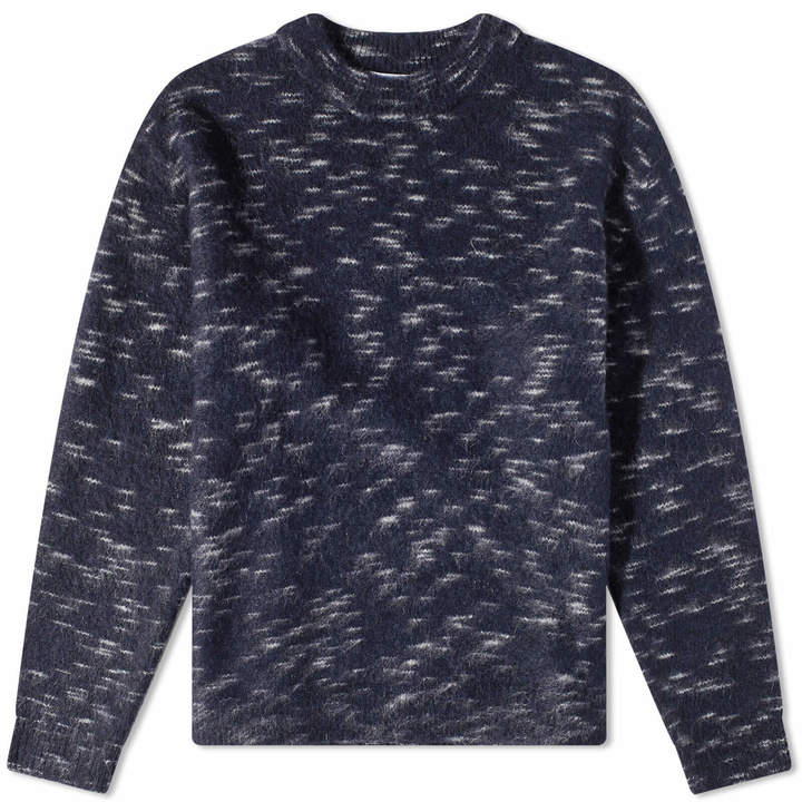 Photo: Acne Studios Men's Kristova Pattern Crew Knit in Midnight Blue