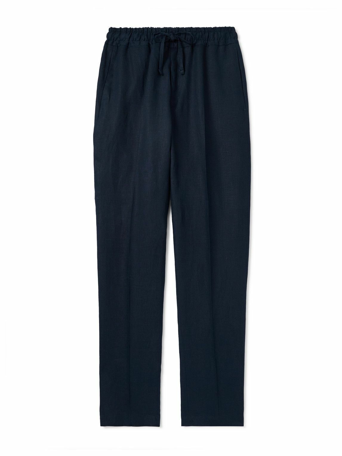 Kingsman - Straight-Leg Linen Drawstring Trousers - Blue