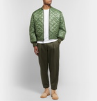 Monitaly - Tapered Pleated Cotton-Sateen Trousers - Green