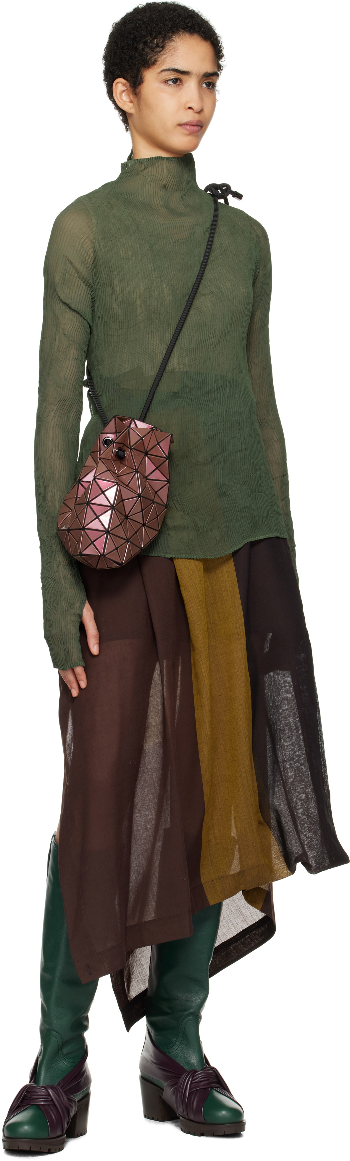 BAO BAO ISSEY MIYAKE Burgundy Wring Gloss Bag Bao Bao Issey Miyake