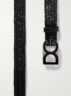 DOLCE & GABBANA - 3cm Woven Leather Belt - Black - EU 85