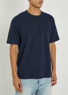 Saint Laurent Logo-embroidered Piqué Cotton-blend T-shirt Blue