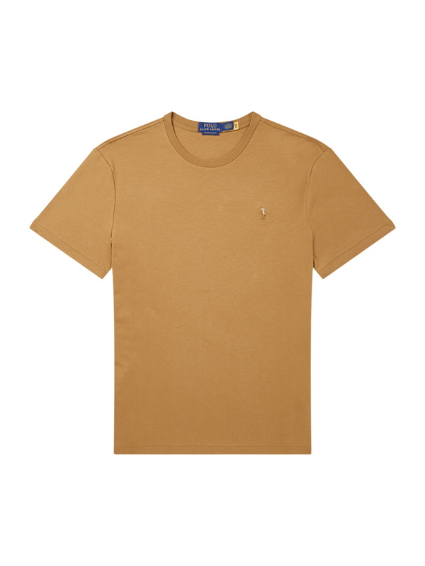 Photo: Polo Ralph Lauren - Logo-Embroidered Cotton-Jersey T-Shirt - Brown