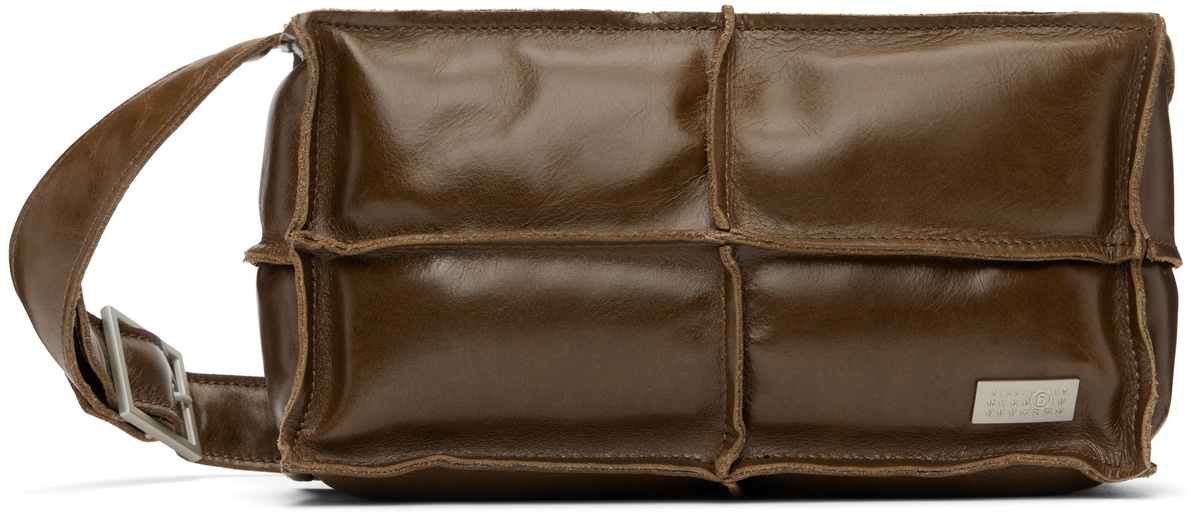 MM6 Maison Margiela Brown Numeric Top Handle Mini Bag MM6