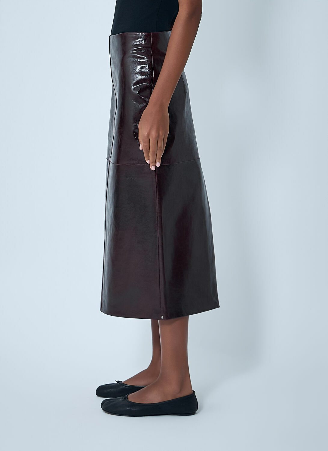 Sportmax Leather Midi Skirt