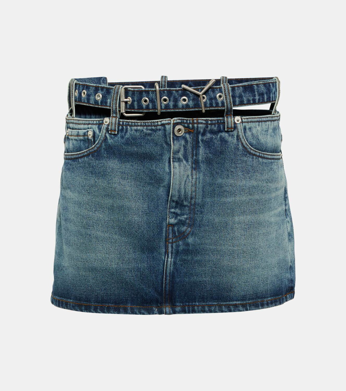 Y/Project Y Belt denim miniskirt