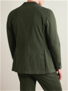 Boglioli - Double-Breasted Garment-Dyed Stretch-Cotton Twill Suit Jacket - Green