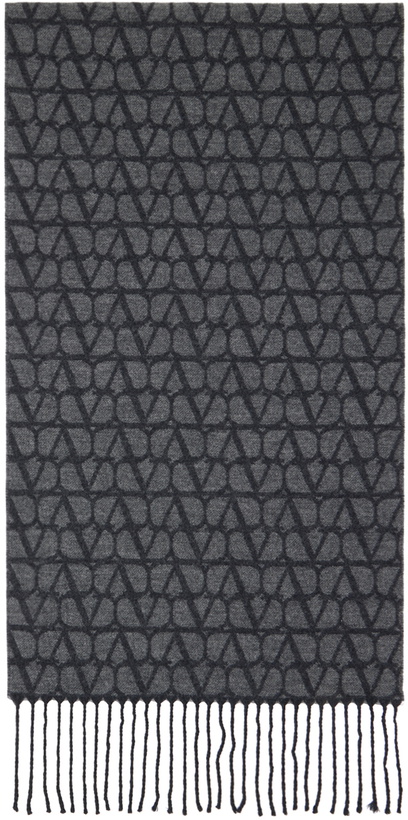 Photo: Valentino Garavani Gray Toile Iconographe Wool & Cashmere Scarf