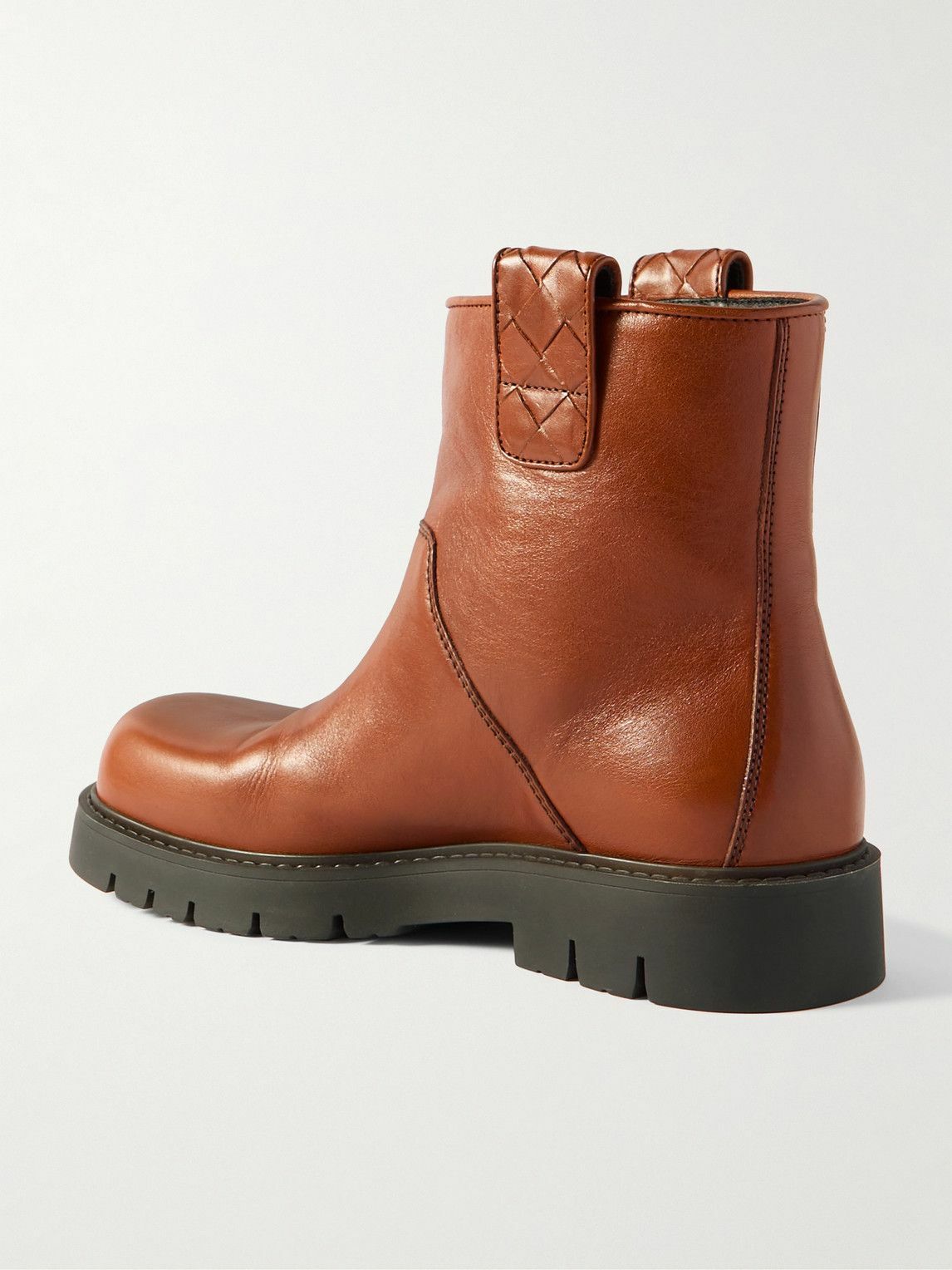 Bottega Veneta - Haddock Intrecciato-Detailed Leather Boots - Neutrals