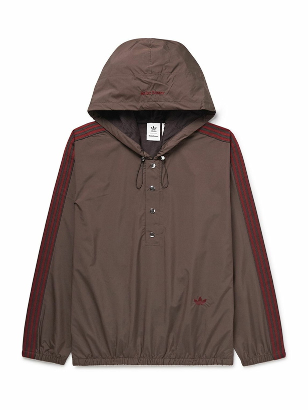 Photo: adidas Originals - Wales Bonner Logo-Embroidered Striped Shell Hooded Jacket - Brown
