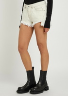 Rick Owens Distressed Denim Shorts Pearl