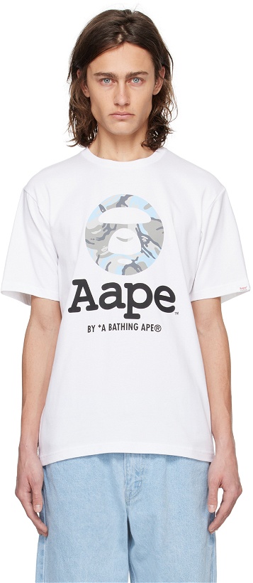 Photo: AAPE by A Bathing Ape White Moonface Camo T-Shirt