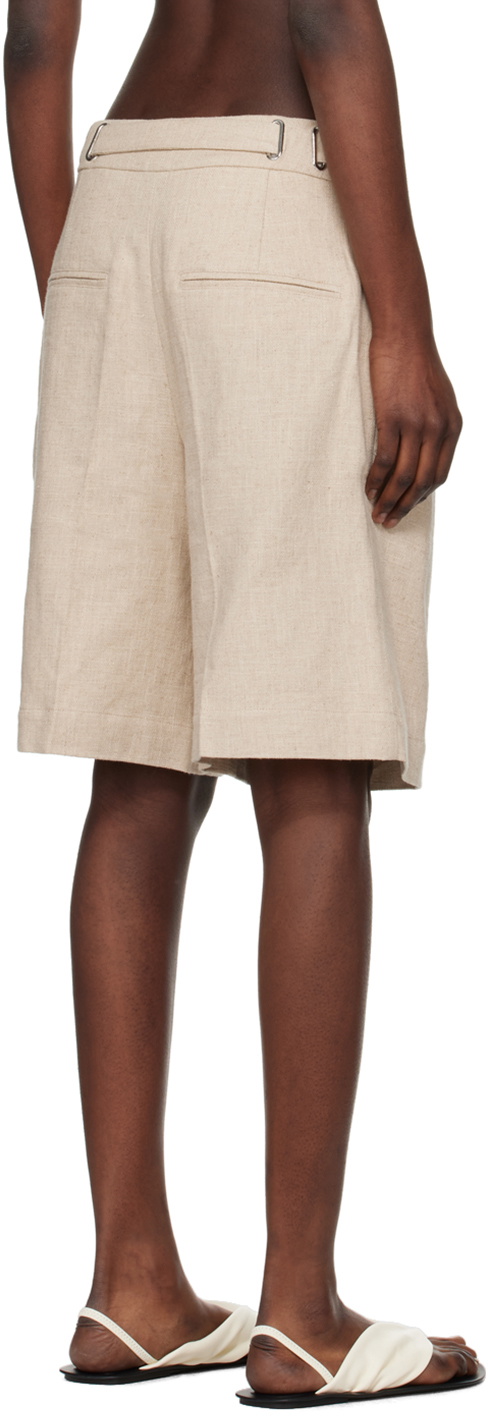 REMAIN Birger Christensen Beige Pleated Shorts