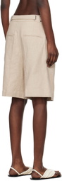 REMAIN Birger Christensen Beige Pleated Shorts