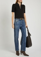 Rag & Bone Caterina Ribbed Wool-blend Polo top Dark Brown
